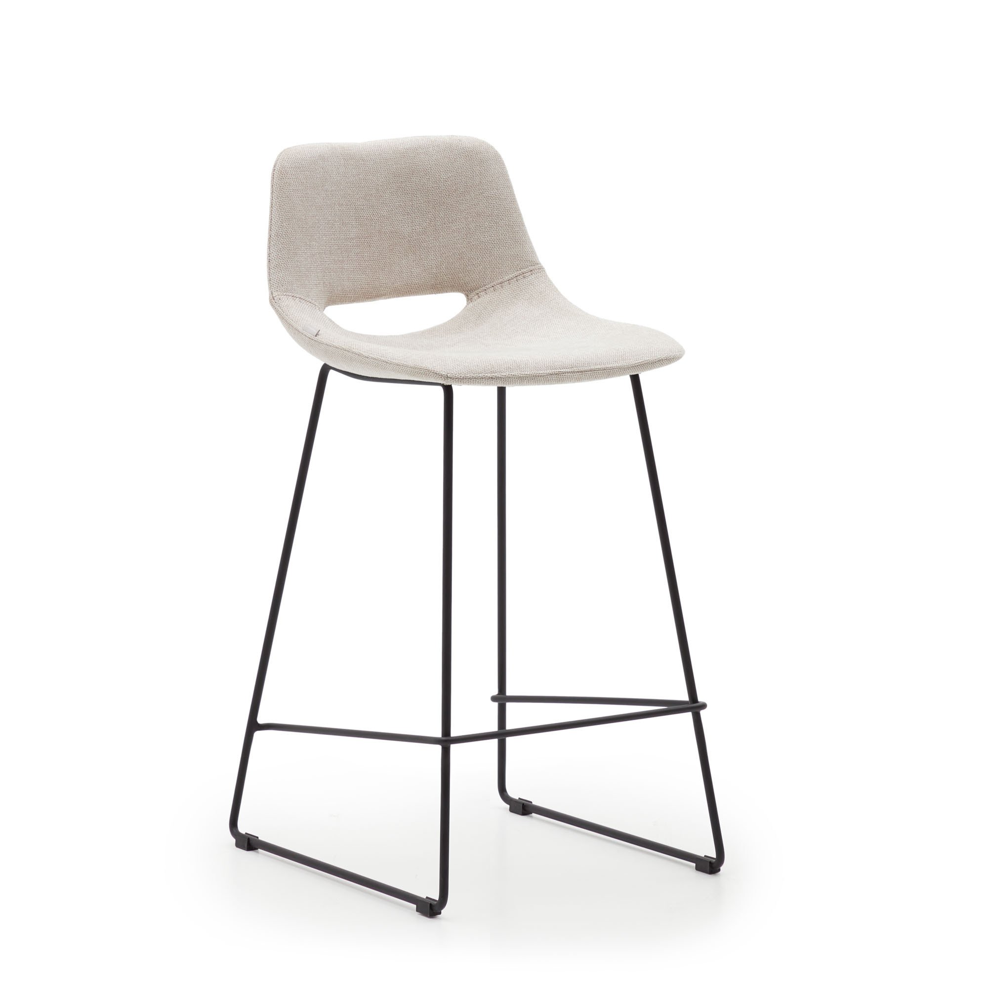 Tabouret Zahara pieds en acier finition noire H 65 cm