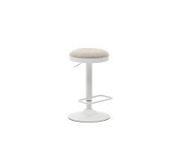Taburete Zaib de chenilla beige y acero blanco mate altura 58-80 cm
