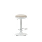 Zaib stool in beige chenille and matt white steel height 58-80 cm