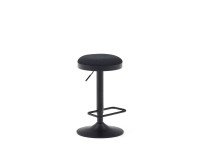Taburete Zaib de chenilla negro y acero negro mate altura 58-80 cm