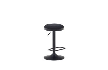 Taburete Zaib de chenilla negro y acero negro mate altura 58-80 cm