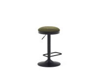 Taburete Zaib de chenilla verde oscuro y acero negro mate altura 58-80 cm