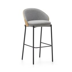 DE_Tabouret Eamy gris clair placage de frêne naturel et métal noir hauteur 75 cm