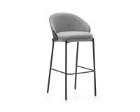 Taburete Eamy gris claro chapado en fresno con acabado negro y metal negro altura 77 cm