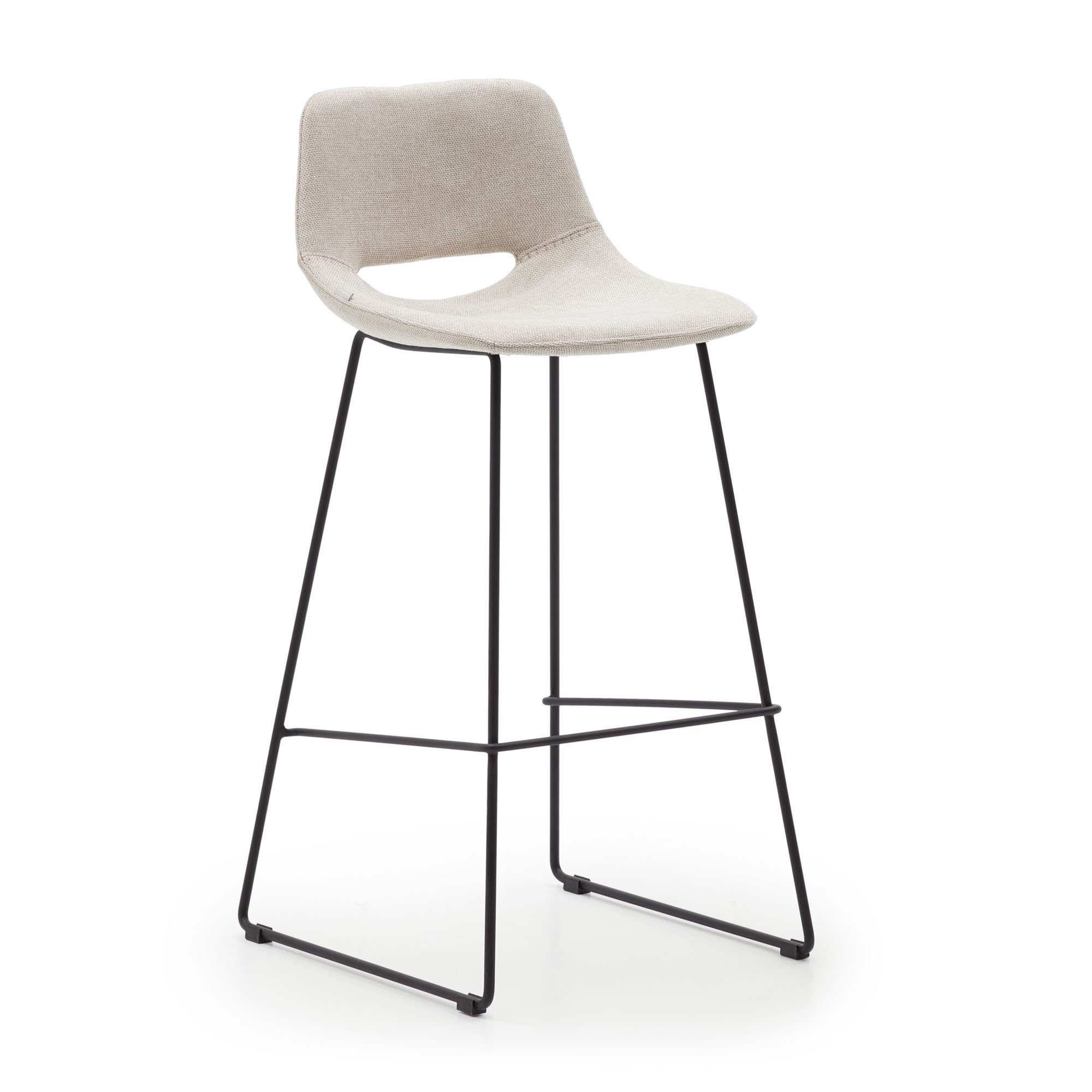 Tabouret Zahara pieds en acier finition noire H.76 cm