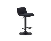 Taburete Zenda de chenilla negro y acero negro mate 81-102 cm