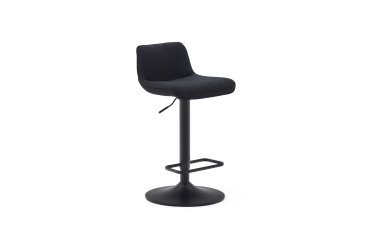 Taburete Zenda de chenilla negro y acero negro mate 81-102 cm