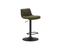 Taburete Zenda de chenilla verde oscuro y acero negro mate altura 81-102 cm