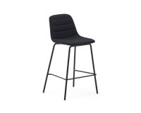 Taburete Zunilda de chenilla negro y acero con acabado negro mate altura 65 cm