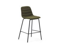 Taburete Zunilda de chenilla verde oscuro y acero con acabado negro mate altura 65 cm