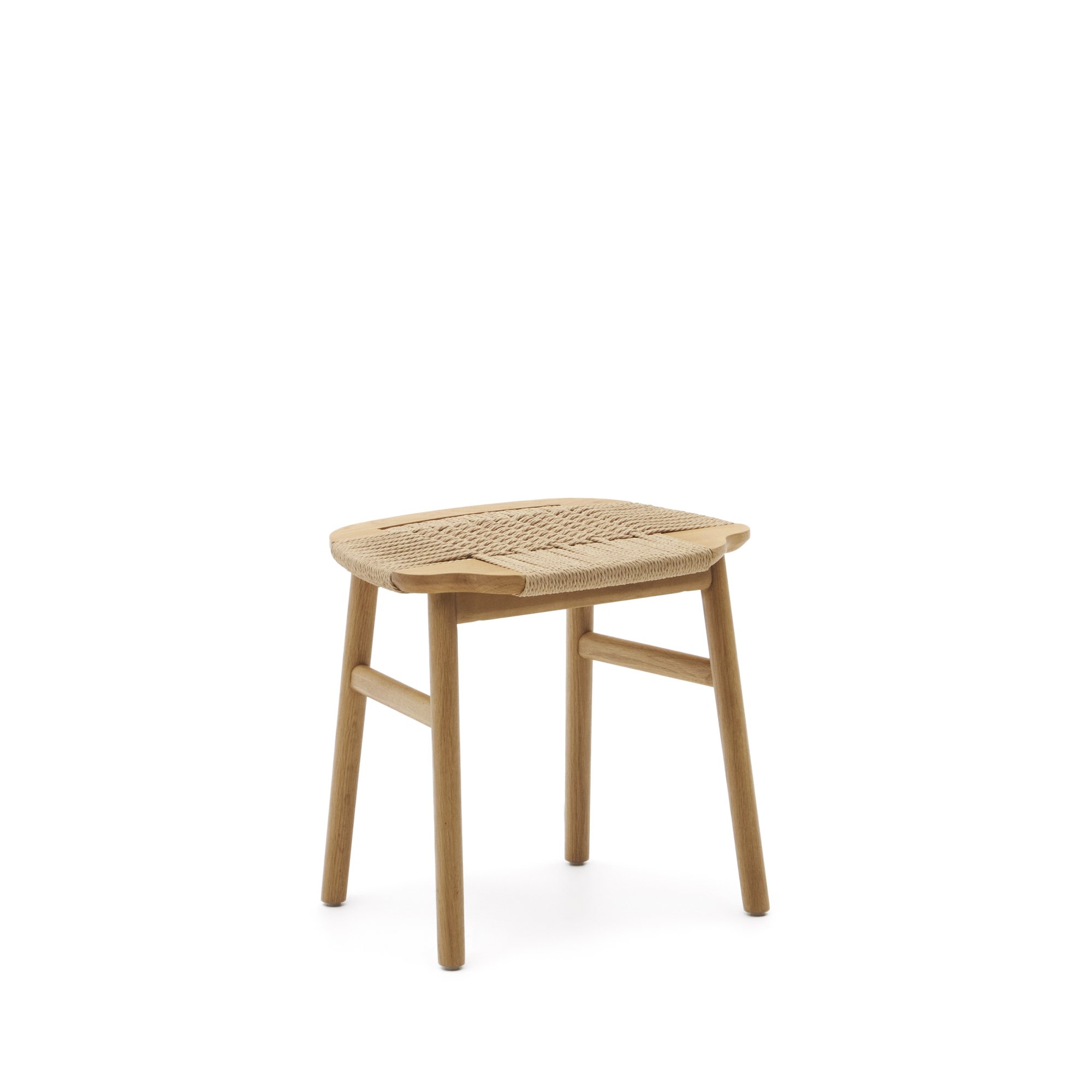 Tabouret  Enit en corde papier beige et bois de chêne finition naturelle  43cm FSC Mix Credit