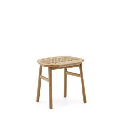 Enit stool made of beige paper cord and solid oak wood with natural finish, 43cm FSC Mix Credit