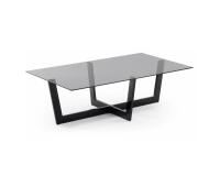 Mesa de centro Plam cristal negro y estructura de acero acabado negro 120 x 70 cm