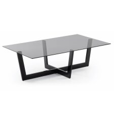 Table basse Plam en verre noir et structure en acier noir 120 x 70 cm