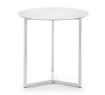 DE_Table d'appoint Raeam en verre trempé et acier finition blanche Ø 50 cm