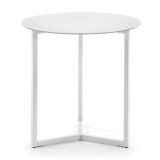 Table d'appoint Raeam en verre trempé et acier finition blanche Ø 50 cm