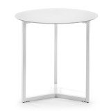 White Raeam side table made with tempered glass and steel in white finish Ø 50 cm