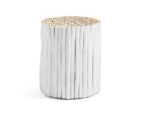 Mesa auxiliar Filip de madera maciza de teca con acabado blanco Ø 35 cm