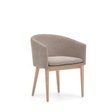 Silla Harlan de chenilla marrón y patas de madera maciza de fresno