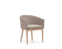Silla Harlan de chenilla marrón y patas de madera maciza de fresno