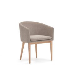 Harlan brown chenille chair with solid ash wood legs