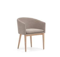 Silla Harlan de chenilla marrón y patas de madera maciza de fresno