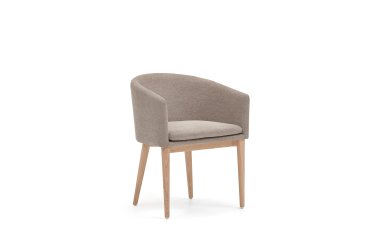 Silla Harlan de chenilla marrón y patas de madera maciza de fresno