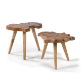 DE_Lot de 2 tables d'appoint Hattie en teck massif 60 cm / 56 cm