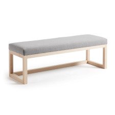 Banqueta Loya gris de madera maciza de haya 128 cm