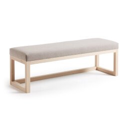 Banqueta Loya beige de madera maciza de haya 128 cm