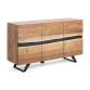 Uxia solid acacia wood sideboard with 3 doors and black finish steel, 148 x 85 cm