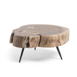 DE_Table d'appoint Eider en acacia massif et pieds en acier noir Ø 49 x 47 cm