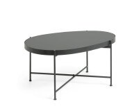 Mesa de centro Marlet cristal tintado negro y estructura de acero acabado negro 82 x 55 cm