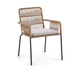 Silla Samanta de cuerda beige y patas de acero galvanizado