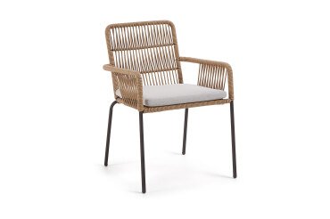 Samanta chair made from beige cord and galvanised steel legs.