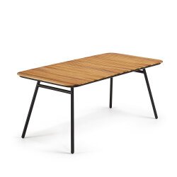 Table d'extérieur rectangle Soumaya - bois massif d'acacia - L 180 x P 90 cm pieds noir