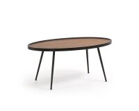 Mesa de centro Kinsley chapa de nogal y estructura de acero acabado negro 102 x 56 cm