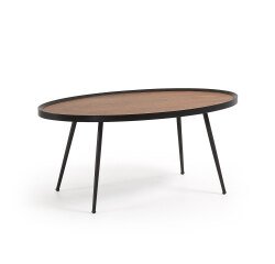 Mesa de centro Kinsley chapa de nogal y estructura de acero acabado negro 102 x 56 cm
