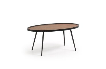 Mesa de centro Kinsley chapa de nogal y estructura de acero acabado negro 102 x 56 cm