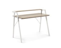 Escritorio Aarhus melamina acabado natural patas de acero acabado blanco 115 x 60 cm