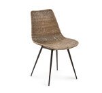 Equal chair made from rattan, with black finished steel legs