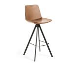 Tabouret Zeva polyuréthane marron et acier finition noire hauteur 75 cm