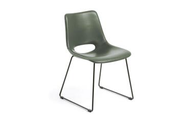 Silla Zahara verde y patas de acero acabado negro