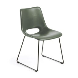 Zahara green chair with steel legs with black finish