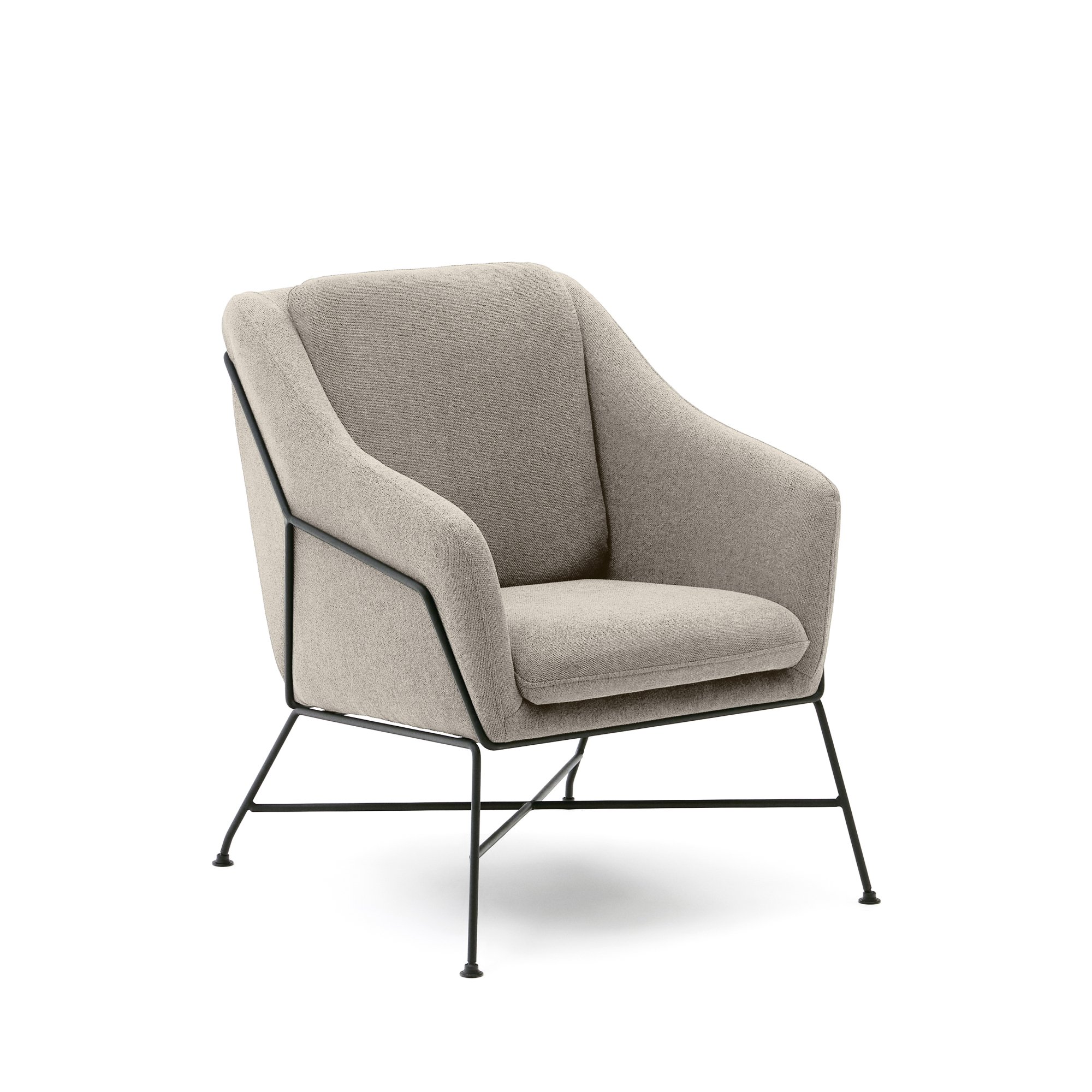 Brida armchair in beige and steel legs with black finish