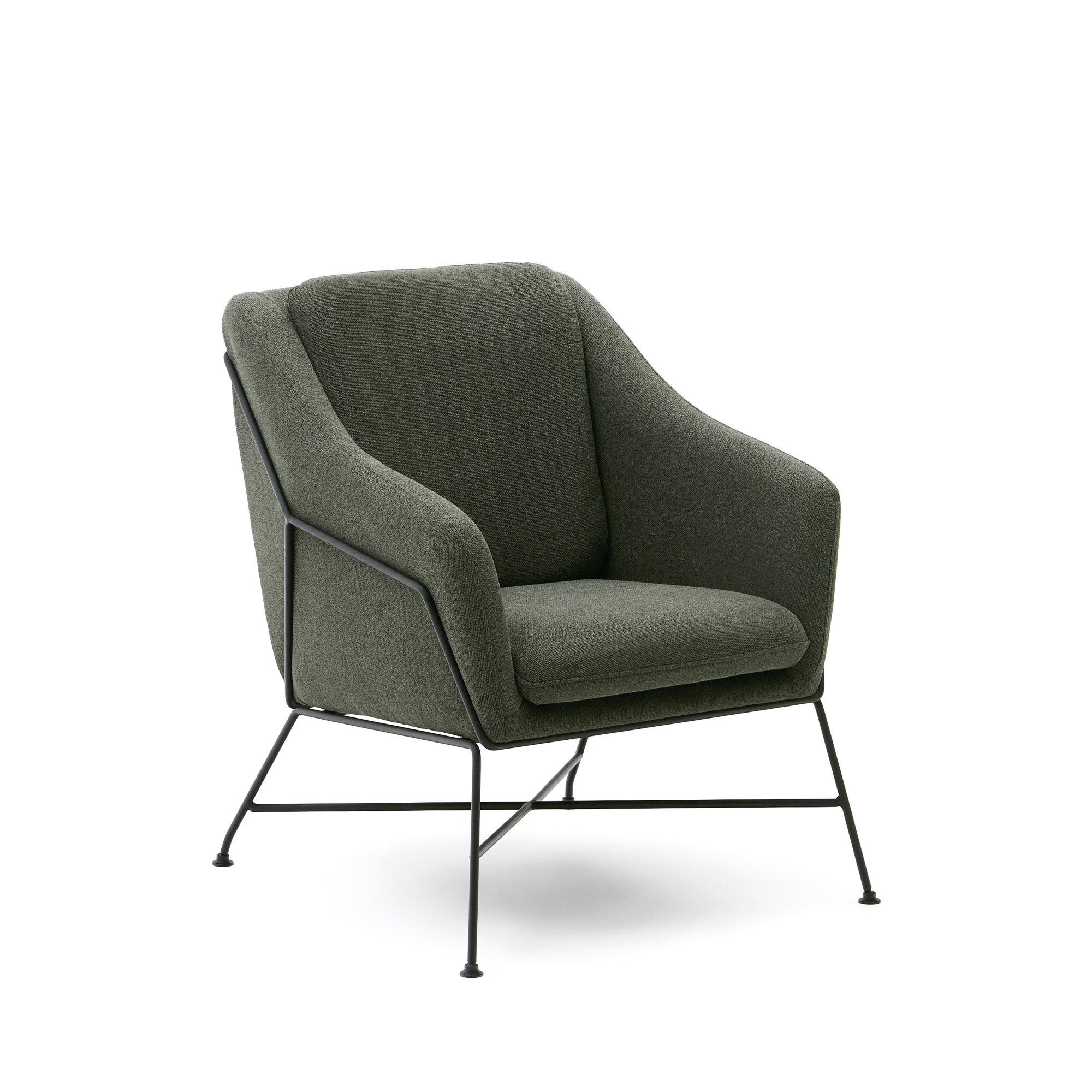 Fauteuil Brida vert et pieds en acier avec finition noire