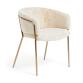 Chaise Runnie fausse fourrure blanche et pieds en acier finition cuivre