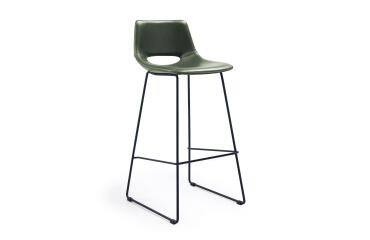 Taburete Zahara piel sintética y acero con acabado negro altura 76 cm