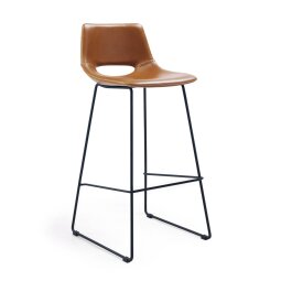 Tabouret Zahara pieds en acier finition noire H.76 cm