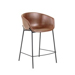 DE_Tabouret de bar Yvette en polyuréthane marron hauteur 65 cm